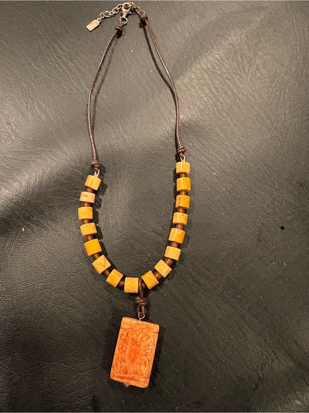 Handcrafted Yellow Bead Pendant Necklace - Women Jewelry